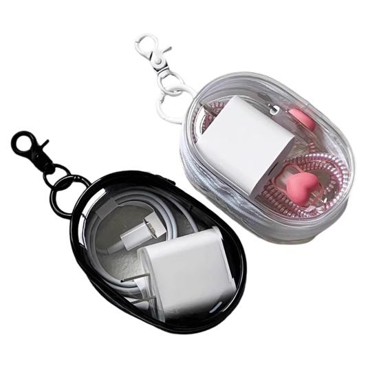 Charging Cable Storage Bag Dustproof Waterproof Transparent Data Line Adapter Earphones Organizer Outdoor Travel Zippered Hard Pouch Storage Bin
