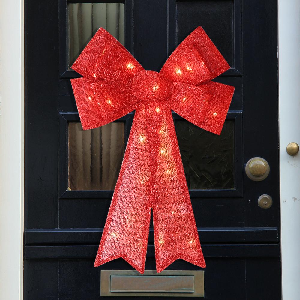 Большой светящийся рождественский бант, декоративное настенное украшение, светодиодная подсветка для праздничного настроения