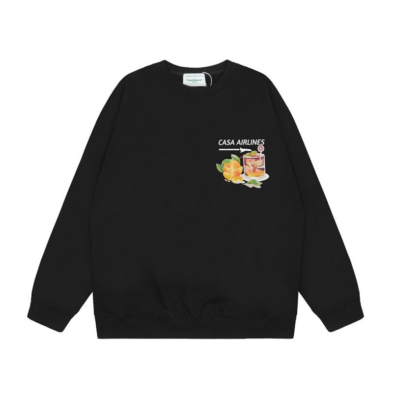 Casablanca Streetwear Oversized Cotton Hoodless Sweatshirt With Letter Print 380g Heavyweight Crewneck Pullover Men