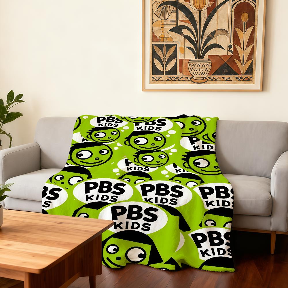 Мультяшное одеяло с логотипом P-PBS Kids, супер теплое, комфортное, плюшевое покрывало, детский домашний диван, спальня, подарок