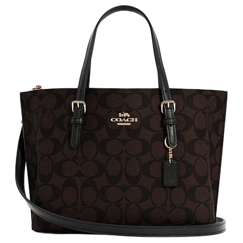 Coach Сумка Mollie на молнии из покрытого канваса и кожи Сумка-тоут Сумка-тоут сумка для покупок портативная через плечо на плечо 25 женская темно-коричневая