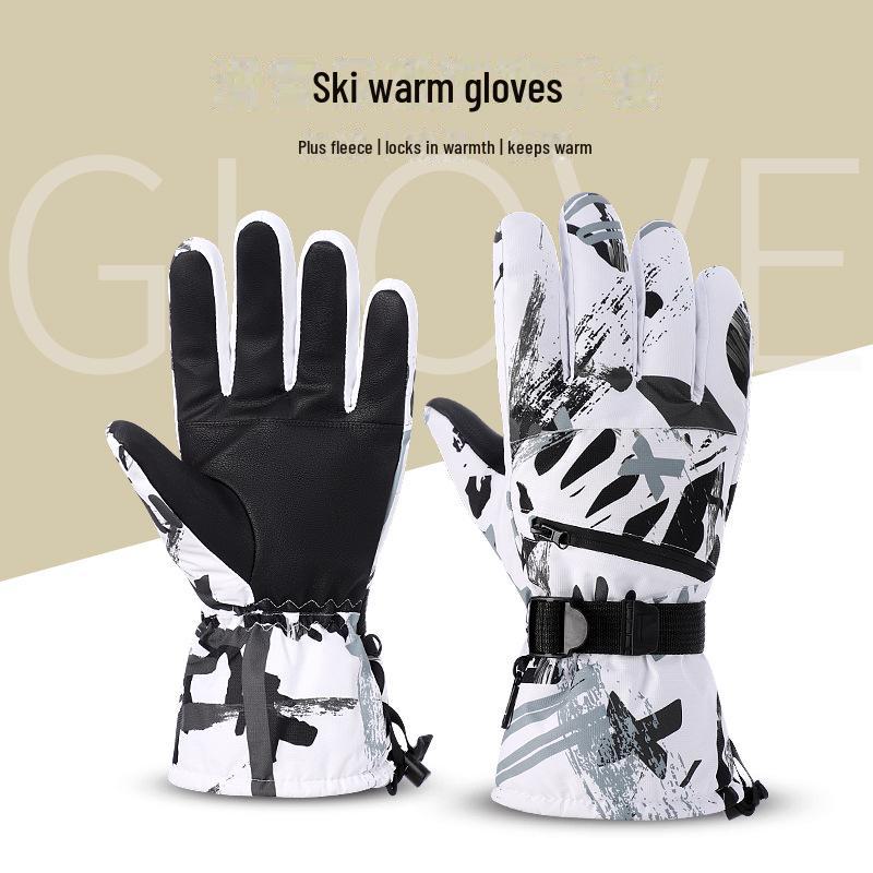 Men's Cold-Proof Thick Velvet Windproof Touchscreen Ski & Motorcycle Gloves for Winter Outdoor Activities