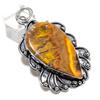 Bumblebee Jasper Gemstone 925 Sterling Silver Jewelry Pendant 2.68" V6Q73