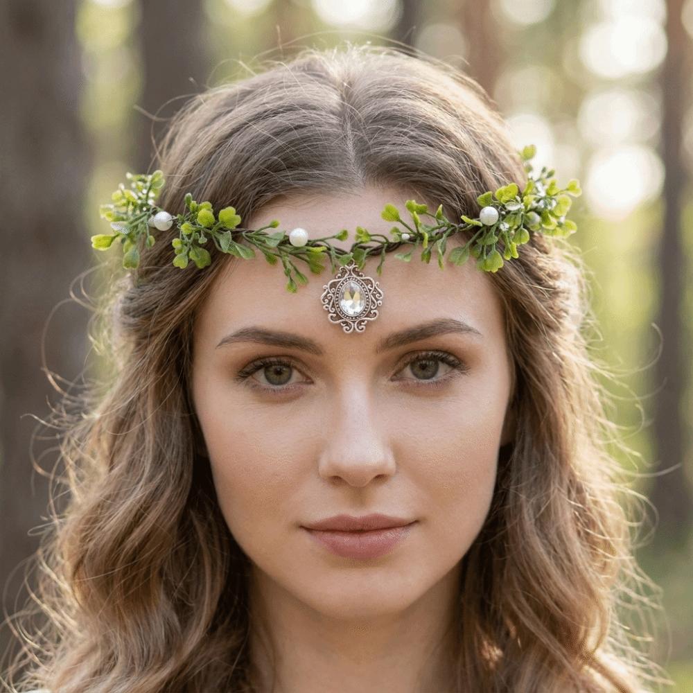 Leaf Wreath Elf Headband Simulate Tree Leaves Elven Princess Tiara Fairy Headpiece  Flower Fairy