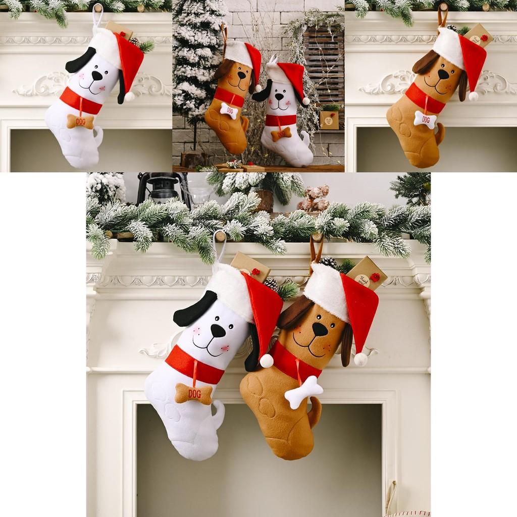 Charming Yellow And White Dog Bone Gift Stockings Perfect For Christmas Celebrations