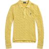 Polo FW24 Solid Slim Fit Cable Knit Cotton Long Sleeve Polo Shirt Women Tops Autumn-Yellow WMPOKNINB920218-700