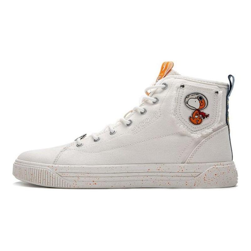 Snoopy x Anta High Top Sneakers Mens Ivory White 912138604-1