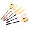 24 шт., набор посуды из нержавеющей стали с имитацией дерева, мраморной ручкой, западный нож, вилка, ложка, столовая посуда с 1 шт., набор держателей