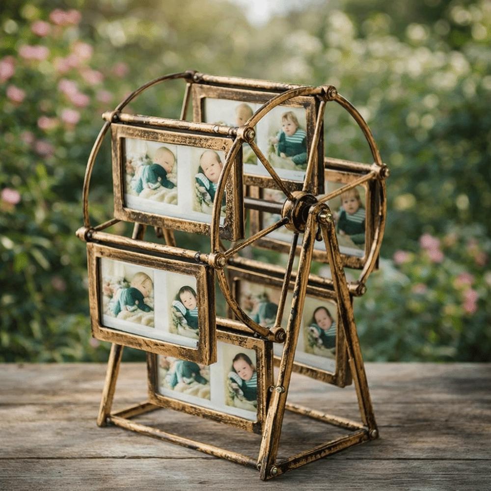 360° Spin Rotatable Photo Frame 12 Picture Slots Windmill Photo Frame  Birthday Gift