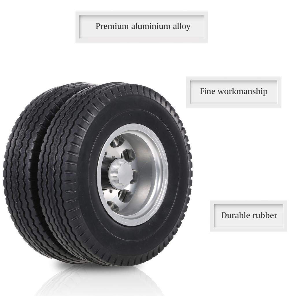 Compatible with Tamiya 1/14 RC Tractor Truck Aluminum Alloy Front & Rear Truck Wheel Rim Tires 6PCS