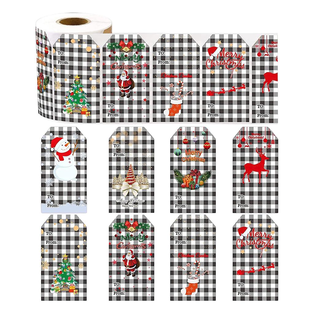 Пакет рулонов из 300 наклеек Рождественское праздничное украшение Серия подарков Самоклеящиеся наклейки и этикетки