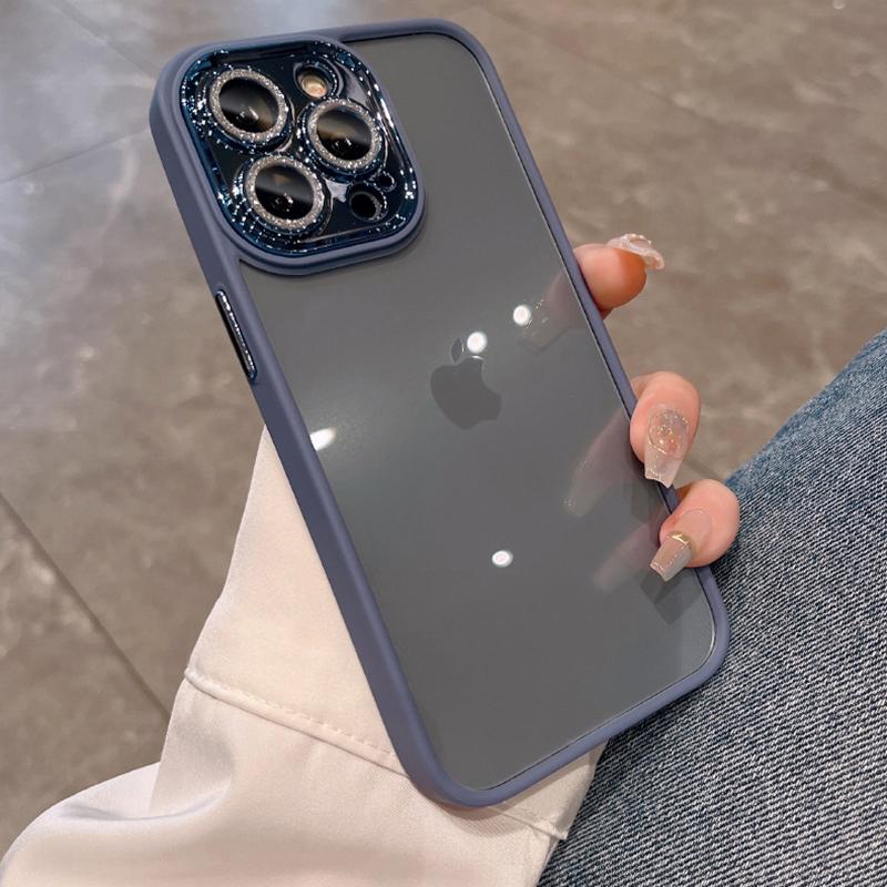 Роскошный прозрачный жесткий чехол с блестками и бриллиантами для iPhone 15 14 Pro Max 13 12 11, защитная крышка для объектива камеры