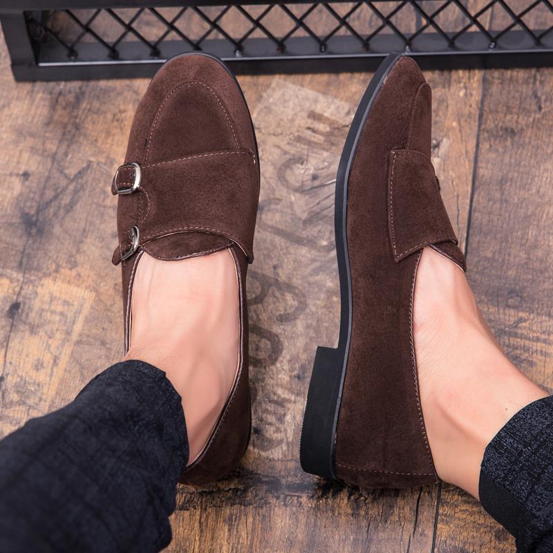 Трендовые мужские замшевые кожаные туфли для вождения, дизайнерский бренд, мужские остроносые туфли-монки с ремешком, свадебная вечеринка, платье, формальная обувь, zapatos hombre