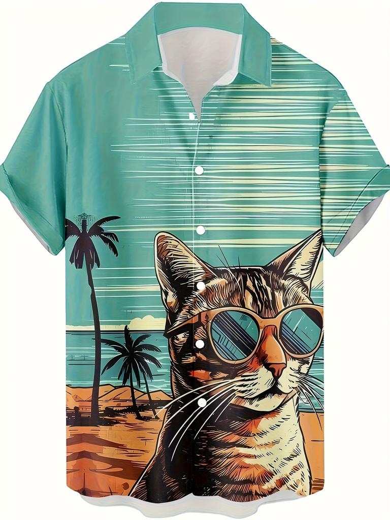 Funny Cartoon Cat 3D Printed Men's Shirt For Men Funny Dinosaur Graphic T-Shirts Fashion Casual Oversized Men's Clothing