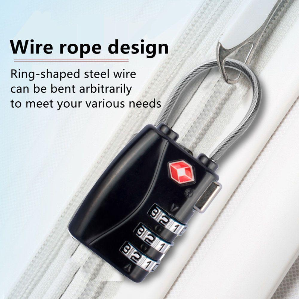 Luggage Lock TSA Customs Lock Padlock with Steel Cable Customs Code Lock Smart Combination Lock