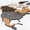 3D Wooden World Map Beige Brown 105x60cm Cities Wall Decoration