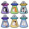 Alloy Cat Brooch Enamel UFO Metal Brooch, Aliens Ship Kitten Badge Pin, Pin Clothing Bag Scarves Hat Accessories for Men Women