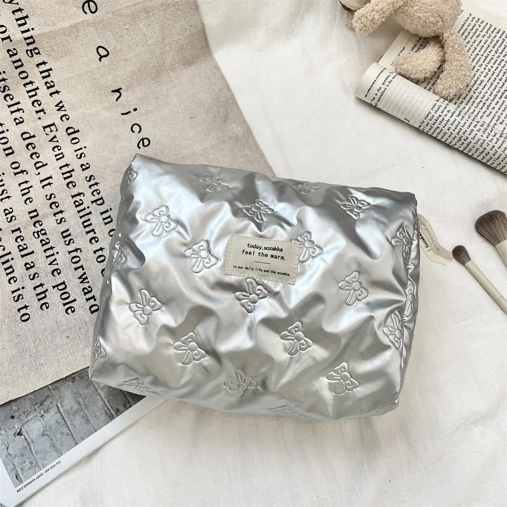 Многофункциональная сумка для хранения помады, корейская женская косметичка из искусственной кожи с бантом, набор туалетных принадлежностей, косметичка с карманом