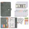 Soft PU Leather Notebook Binder Budget Planner Binder Cover with Binder Pocket Cash Envelopes Travel A6 Loose-leaf Bill Buget Sheets