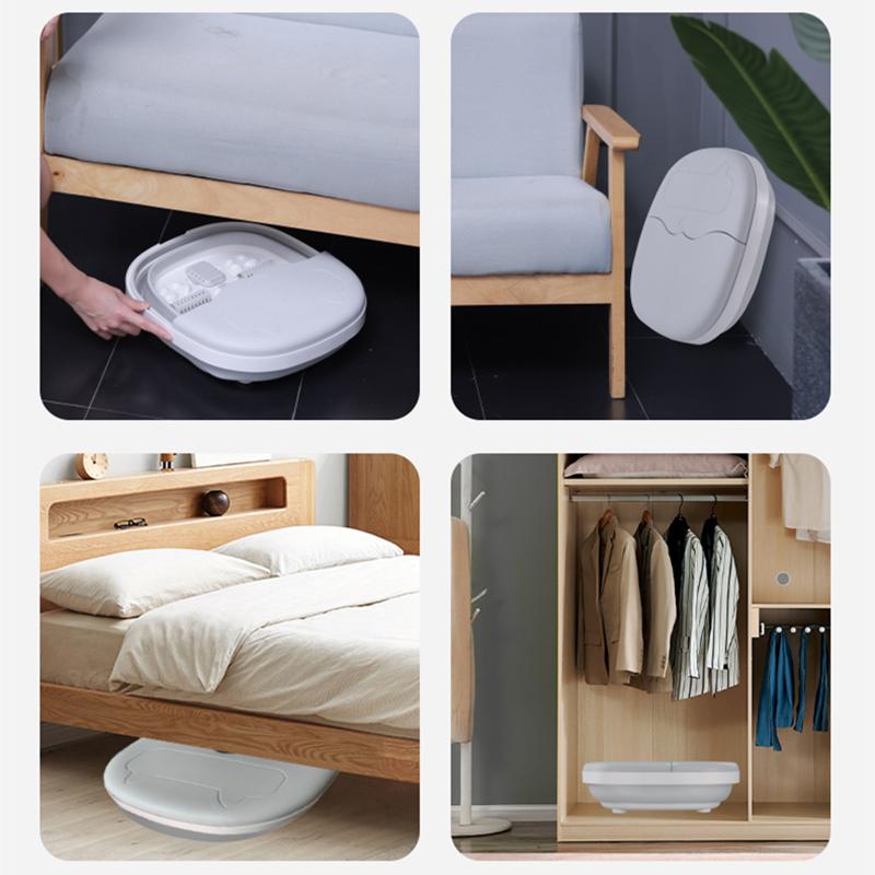Foldable Foot Bath Massager Smart Roller Massage Portable Bathtub Foaming Foot Soaking  with Lid Massage Bucket Collapsible