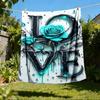1pc Love Rose Outdoor Flannel Blanket Soft All Season Polyester Throw , Perfect for Picnics & Travel , Picnic Accessory