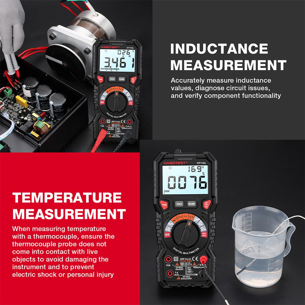 Цифровой мультиметр 6000 отсчетов DC/AC амперметр вольтметр бесконтактный детектор напряжения ЖК-дисплей тестер напряжения тока инструменты электрика