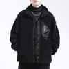 Li-Ning Badfive Basketball Series Warm Sherpa Fleece Loose Knit High Collar Plus Velvet Jacket Unisex Outerwear Black AFDR729-4