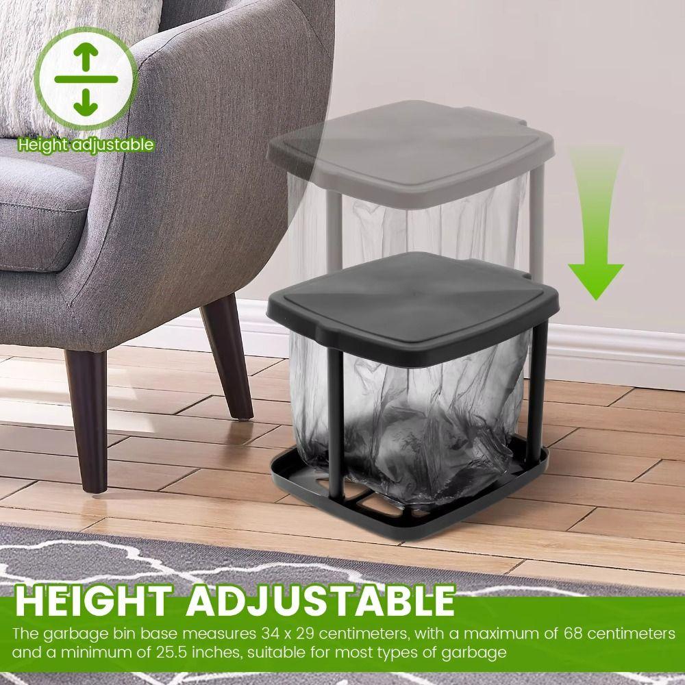 Foldable Garbage Bag Auxiliary Rack with Lid Trash Can Holder Retractable Rubbish Bin Stand  Home