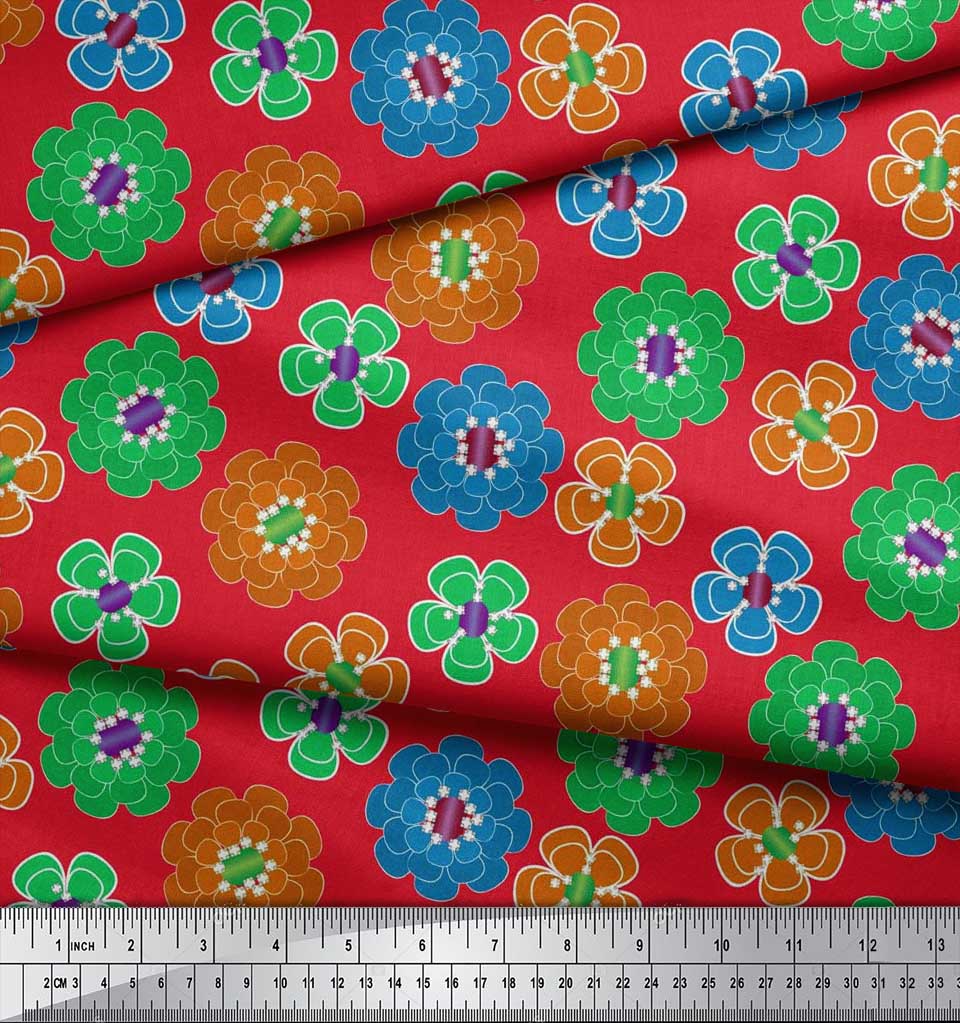 Soimoi Хлопчатобумажная ткань-вуаль с яркими цветами, клип-арт, ткань с принтом, 42 дюйма по метрам