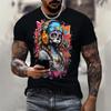 Ретро мужская футболка с рисунком в стиле рок, 3D-печать, модная летняя повседневная футболка с коротким рукавом и круглым вырезом, черные белые классические футболки