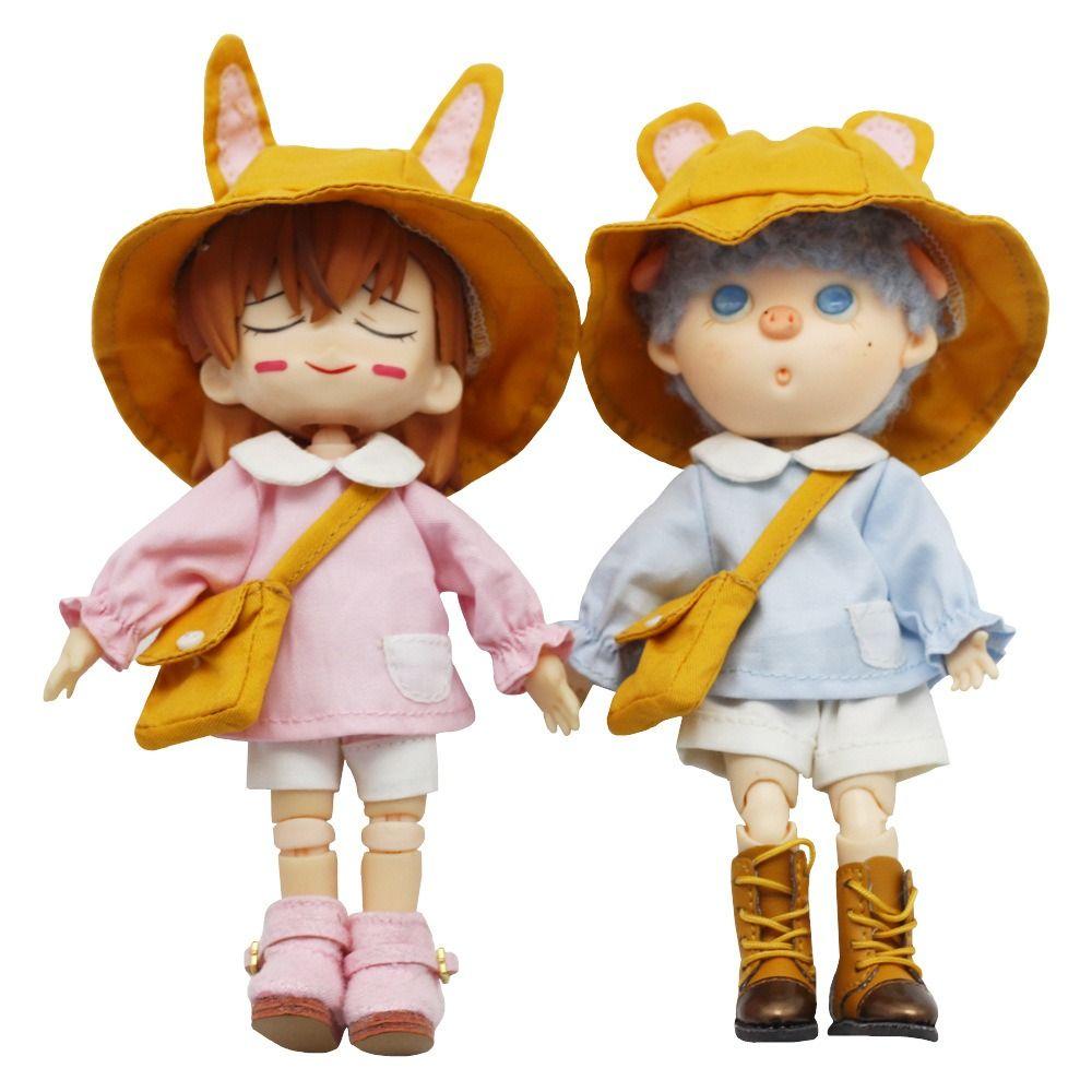 Одежда для кукол Ob11 Детский сад Рыболовная шляпа Ушки кролика и медведя Obitsu11 Школьная форма Ручная работа Повседневная одежда Наряд для кук BJD