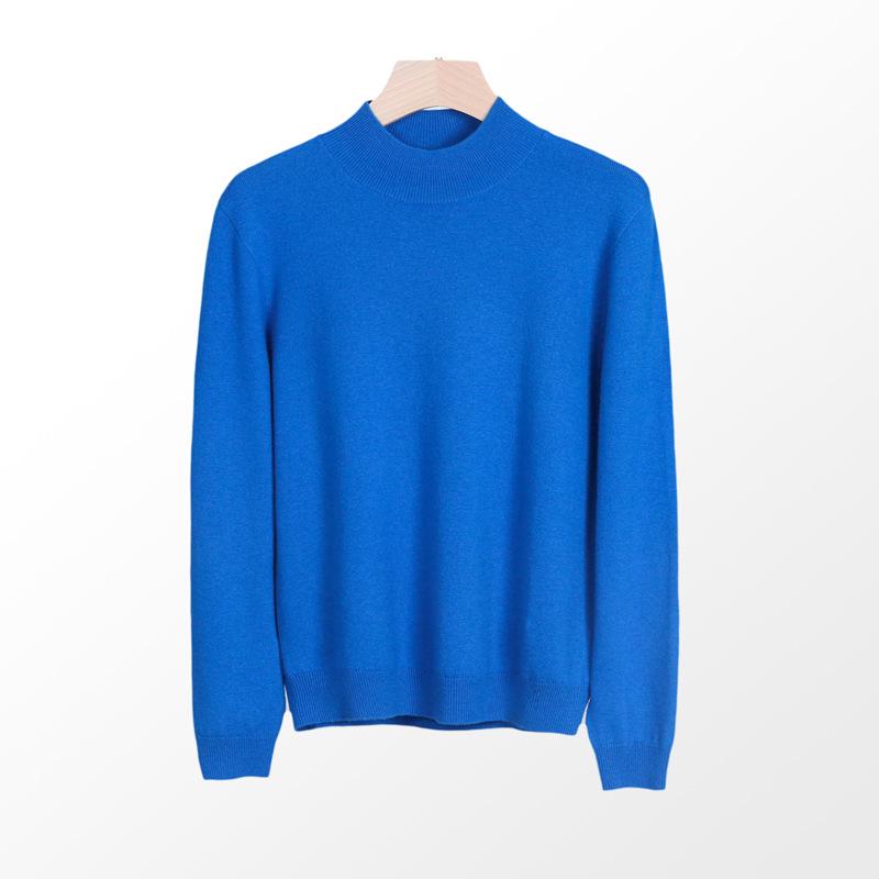 Women's Seamless Wool Half-High Neck Pullover - Slim-Fit Autumn/Winter Knit Sweater