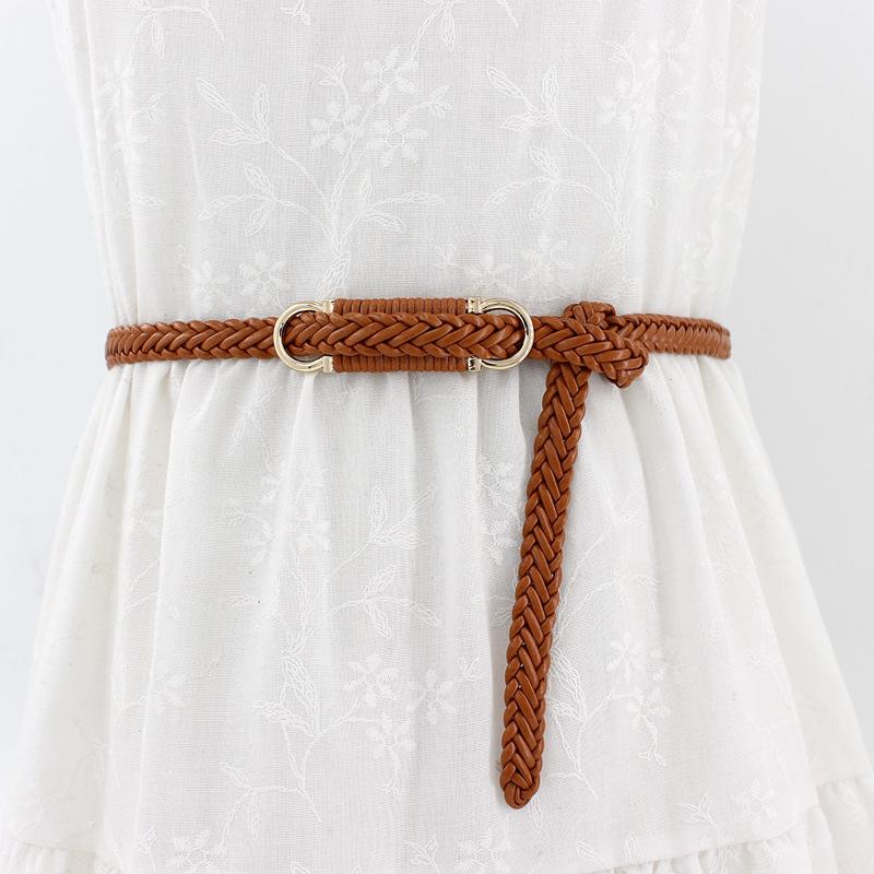 Women'S Spring And Summer Dress Retro Decorative Thin Belt Buckle Woven Belt Women'S Waist Chain