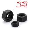 M2 M2.5 M3 M4 M5 M6 M8-M30 Black Carbon Steel Grade 8 High Strength Hexagon Hex Nut High Strength Screw Cap Hex Nut Hexagon Nut