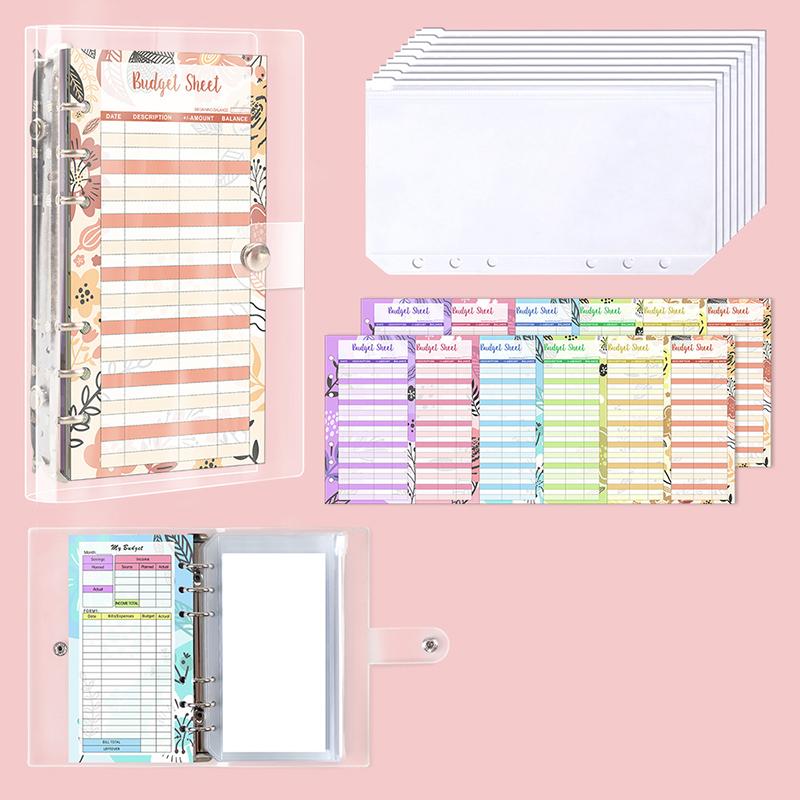 Бюджетный планер формата А6 с 12 бюджетными карточками, 8 карманами для билетов и наклейками для DIY. Портативный блокнот для DIY, книга сбережений