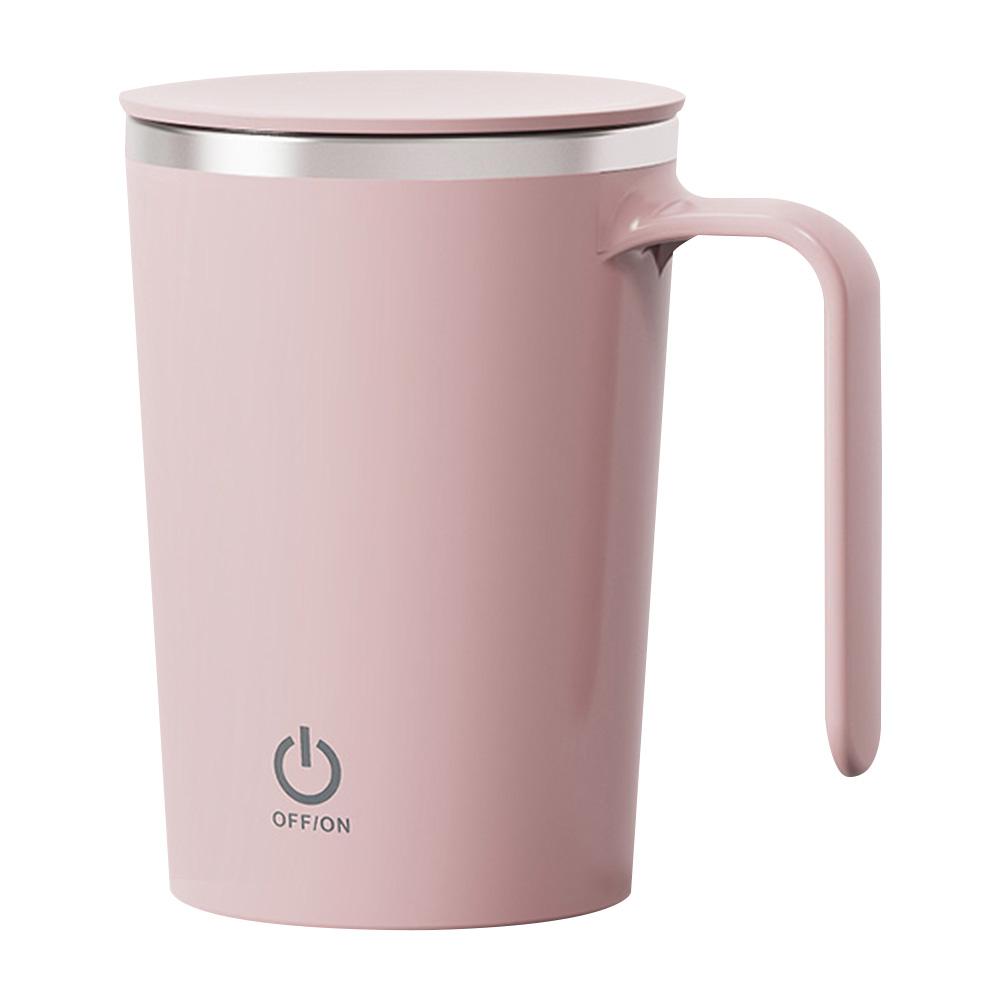 Electric Mixing Cup Stainless Steel Stirring Coffee Cup w/Handle Portable Water Cup Insulated Tumbler Heat-resistant Mug