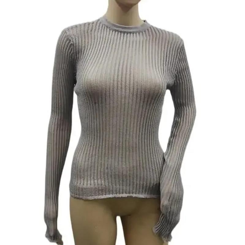 Весенне-летний вязаный пуловер, женский тонкий дышащий корейский футболку с длинными рукавами, женские перспективные трикотажные изделия, элегантные топы 30405