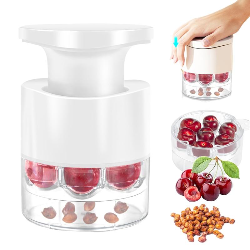 Cherry Pitter White 7 Holes Manual Design Fruit Corer Kitchen Gadget Home