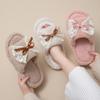 Lace Bow Cotton Slippers Ins Less Fluffy Slippers Home Plush Slippers