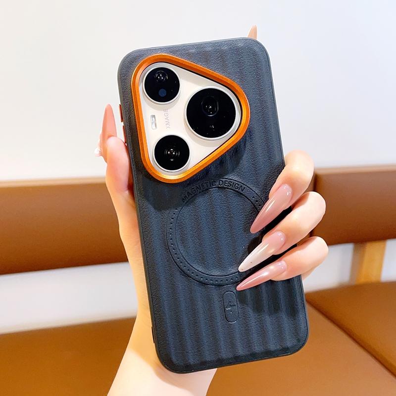 Чехол для Huawei Pura 90 Pro Max/Pura 90 Pro/Pura 90, Магнитный, Текстура матовой ПУ-кожи с эффектом волн, Задняя крышка телефона, Ударопрочный бампер