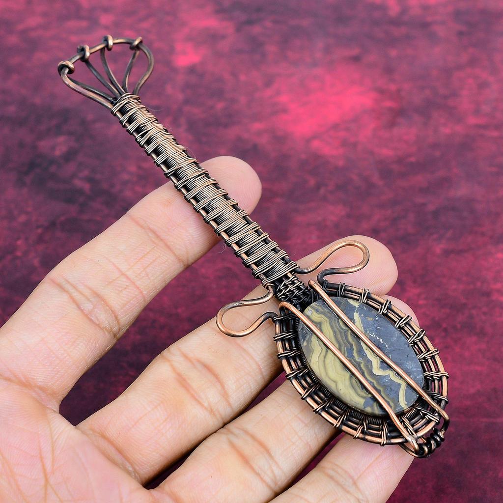 Schalenblende Pendant Copper Wire Wrapped Guitar Pendant Decent Gemstone Jewelry