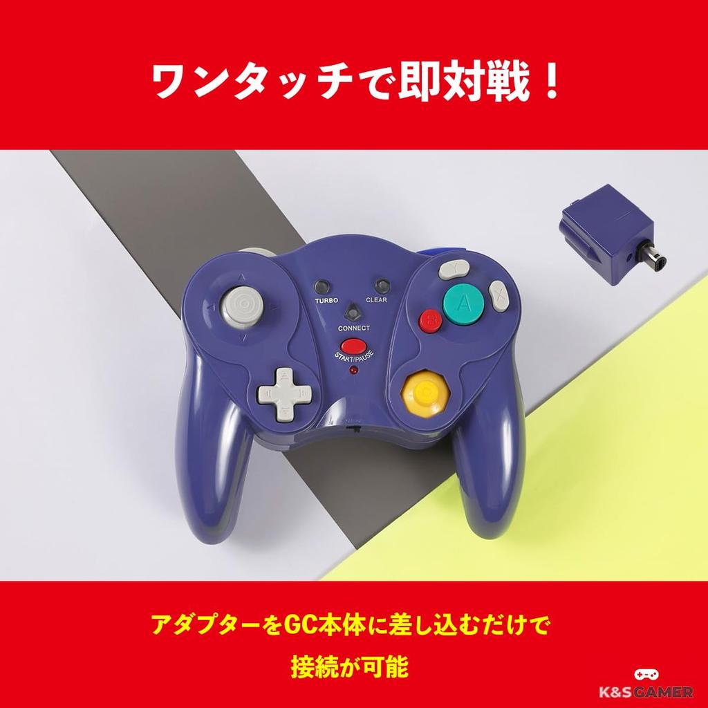 K&SGAMER GameCube/Wii Compatible GC Controller (Switch 1/2 Requires Connection Tap) (Black)