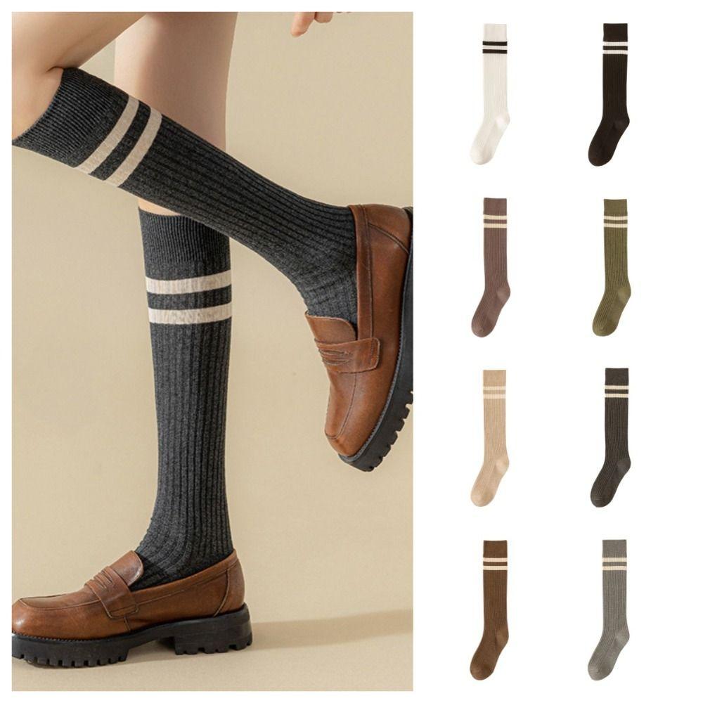 Solid Color Middle Tube Socks JK Women Stockings Elastic Female Hosiery  Ladies