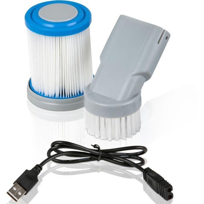 GRE - Nettoyeur de fond à batterie pour spas et piscines hors-sol - Équipé d'un filtre à cartouche