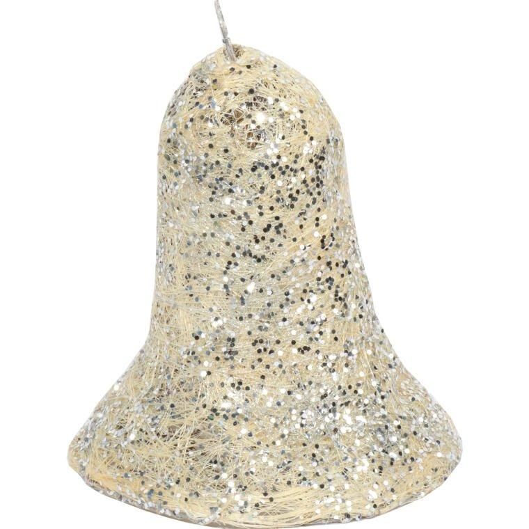 White sisal bell with silver glitter
