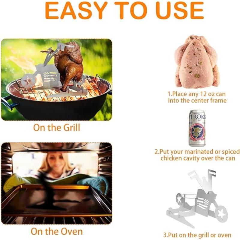 Подставка для жареной курицы для барбекю на открытом воздухе, переносная подставка для курицы из пивной банки для гриля, полированная нержавеющая сталь, подставка для жареной курицы для гриля