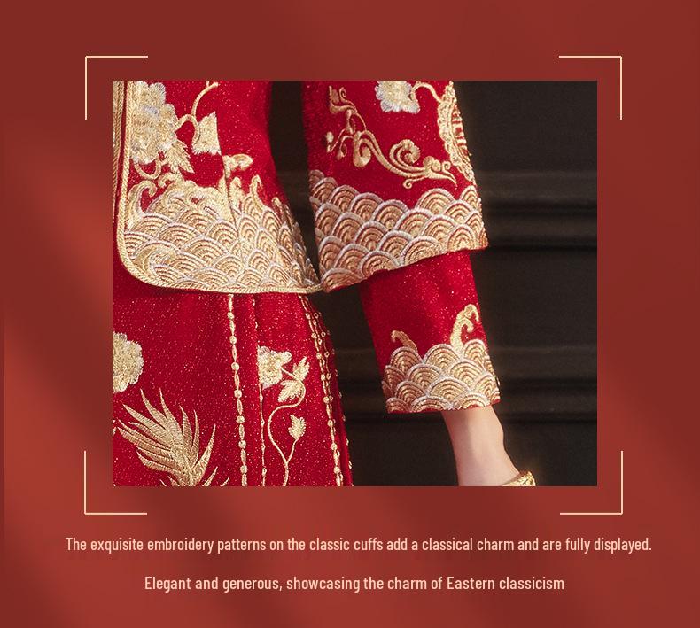Свадебный наряд в китайском стиле Сюхэ 2026: Элегантный комплект formal wear для невесты и жениха, а также для свадебной церемонии и тостов