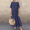 Women Round Neck Polka Dot Print Short Sleeve Summer Dress