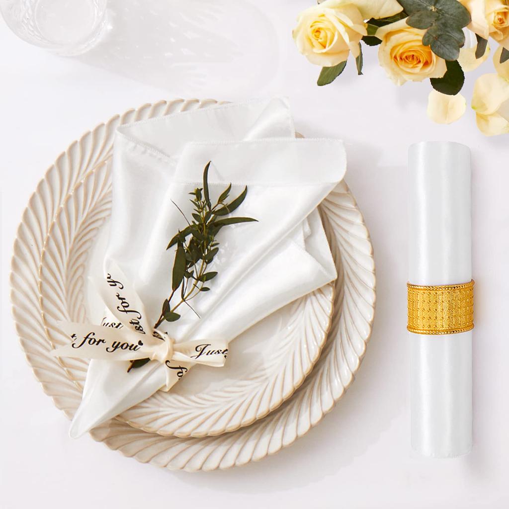 24 Pack Satin Table Cloth Napkins, 12x12 Inch Luxury Dining Table Cloth Napkins Set for Birthday Holiday Party Dinner Restaurant