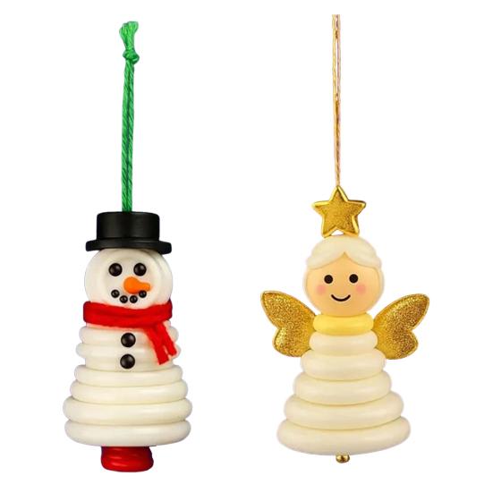 DIY Button Christmas Ornament Kit Stacked Colorful Buttons Christmas Snowman/Santa/Angel/Tree Craft Making Set for Holiday Decor